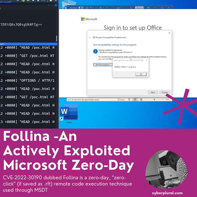 Follina An Actively Exploited Microsoft ZeroDay CyberPlural Blog